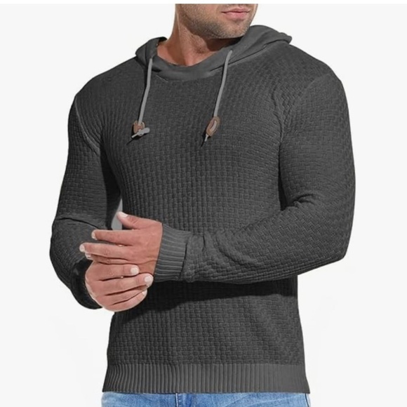 We1Fit Men’s NWT Hooded Sweatshirt Waffle Knit Pullover Sweater Navy Size-XXL - Picture 3 of 8